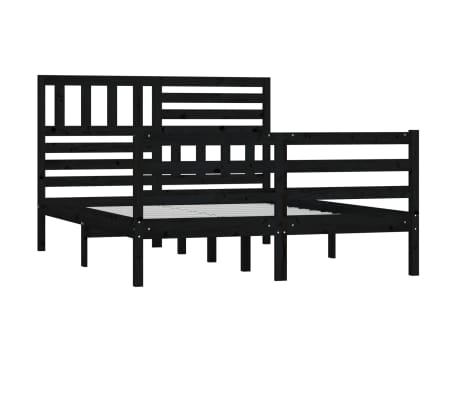 vidaXL Estrutura de cama casal 135x190 cm madeira maciça preto