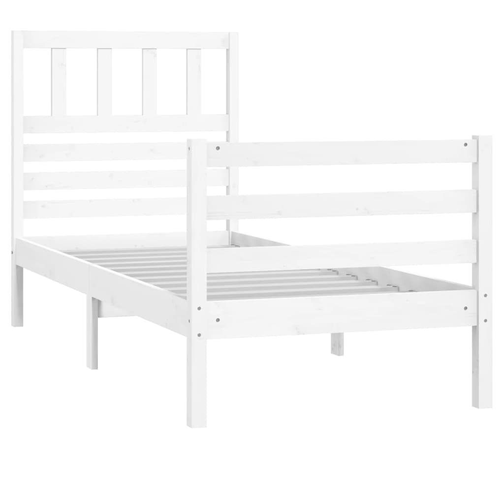 vidaXL Bed Frame without Mattress White Solid Wood 90x200 cm