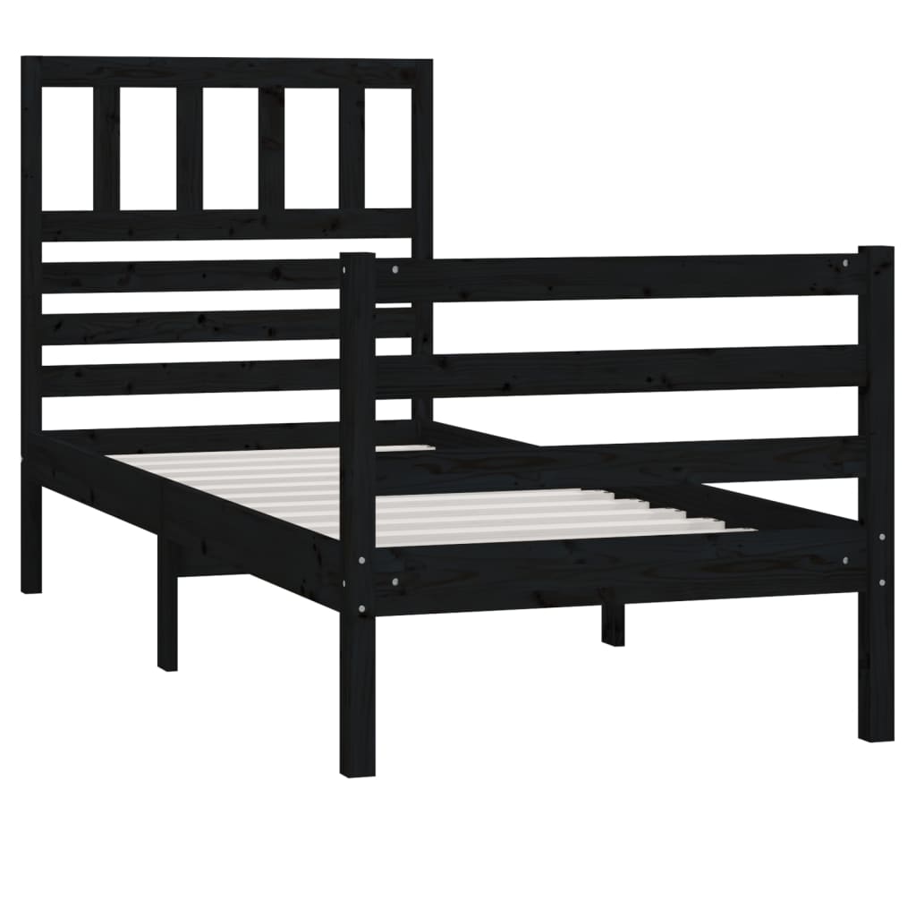 vidaXL Estructura de cama sin colchón madera maciza negro 100x200 cm