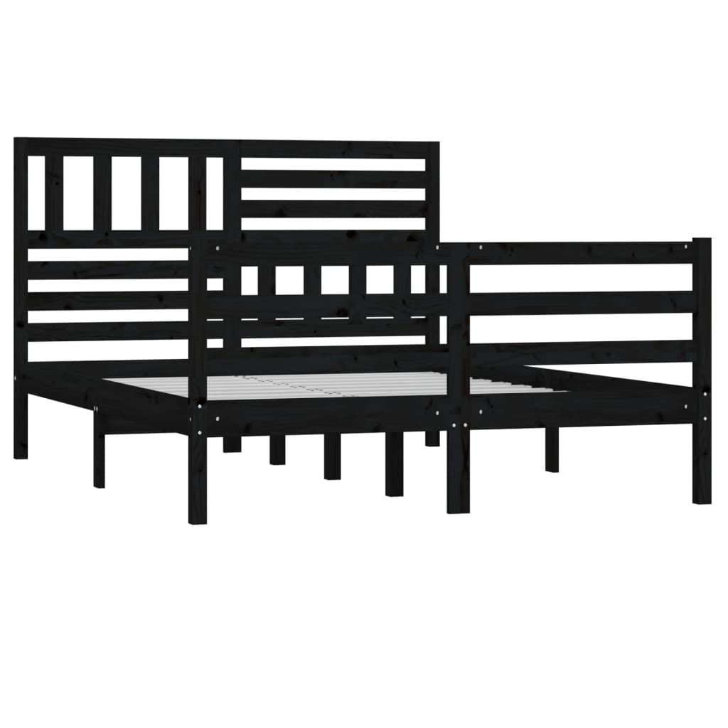 vidaXL Cadre de lit sans matelas noir bois massif 120x200 cm