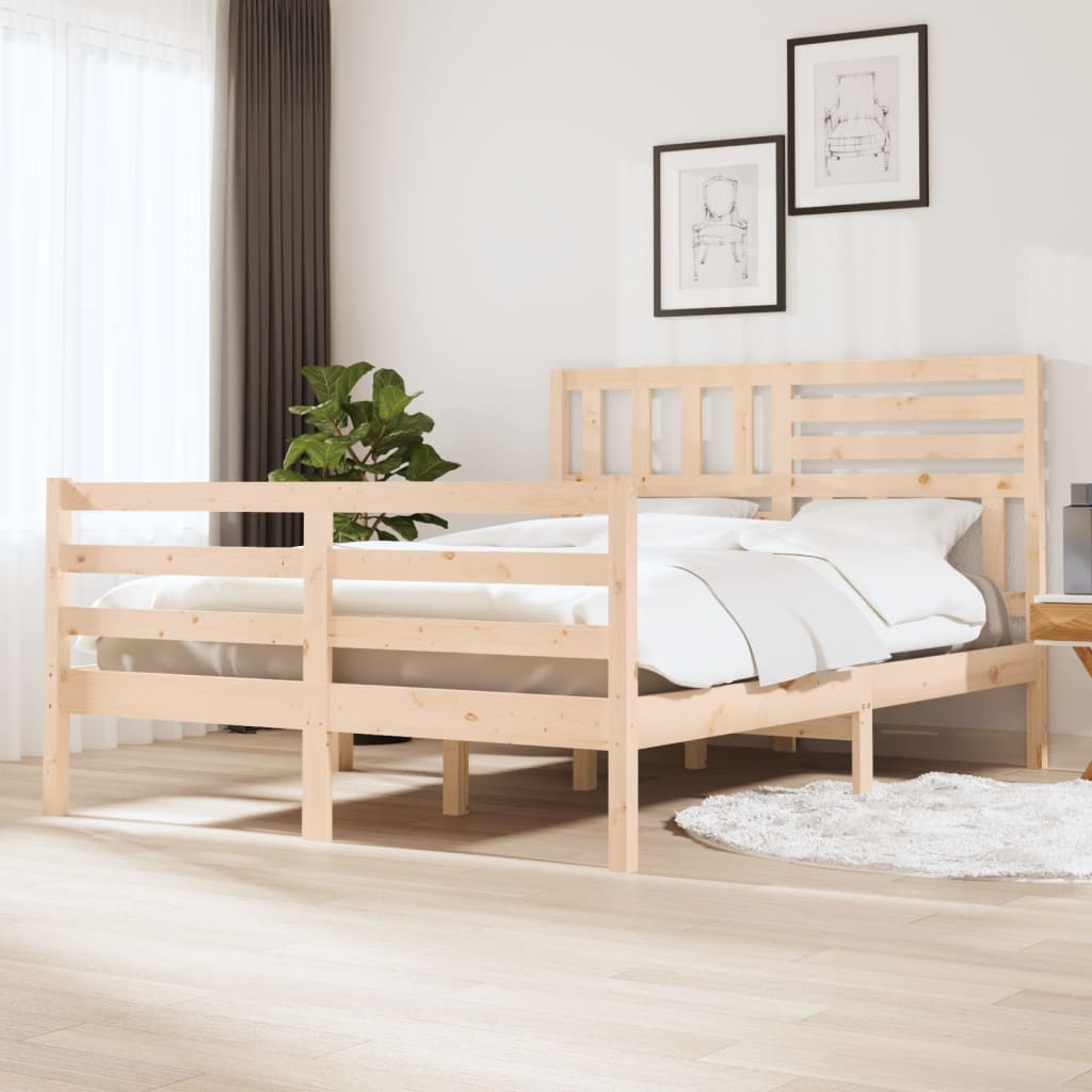 vidaXL Cadru de pat, 140x200 cm, lemn masiv