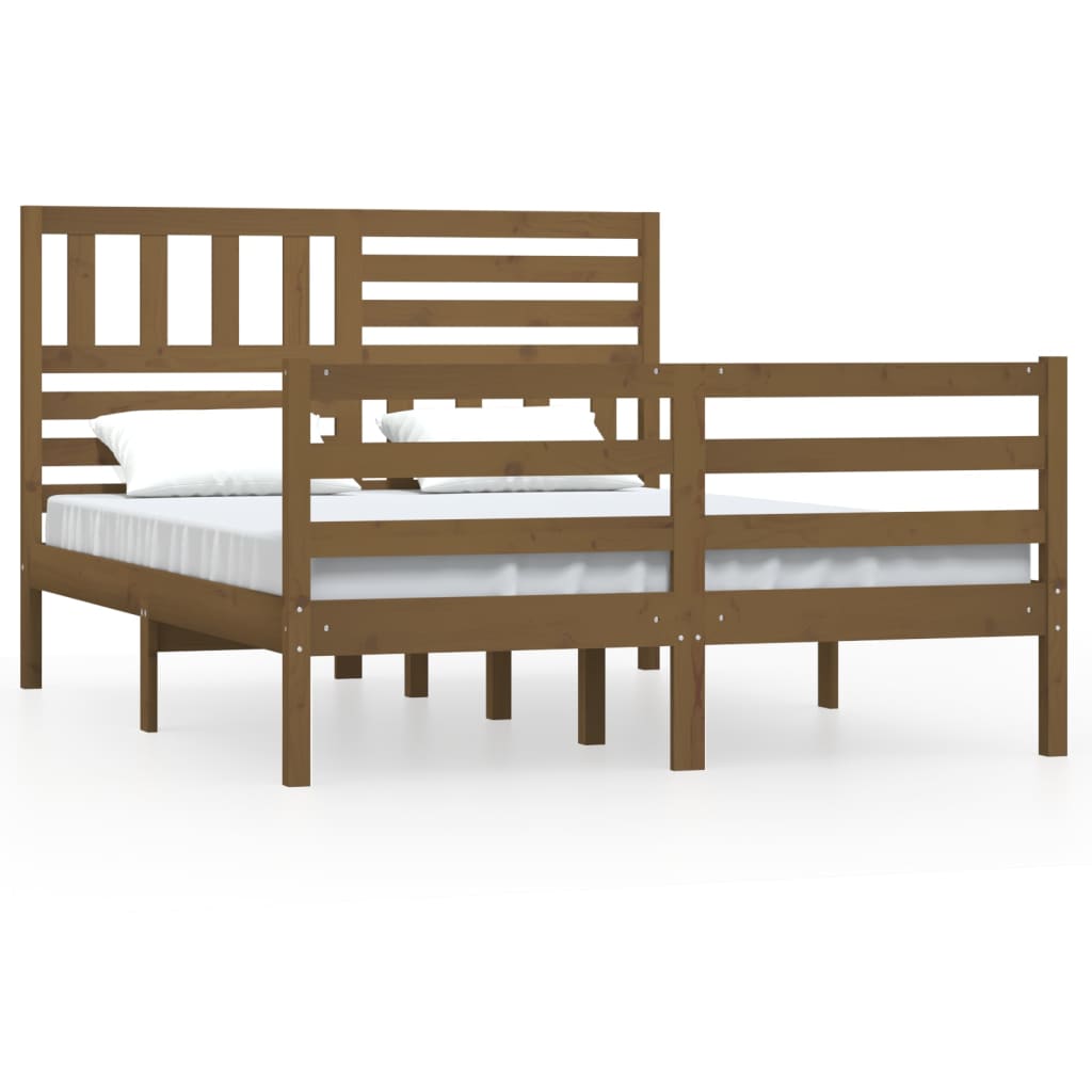 Rám postele medově hnědý masivní dřevo 150x200 cm 5FT King Size