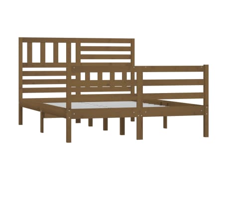 vidaXL Σκελετός κρεβατιού Honey Brown 150x200 cm King Size Μασίφ Ξύλο
