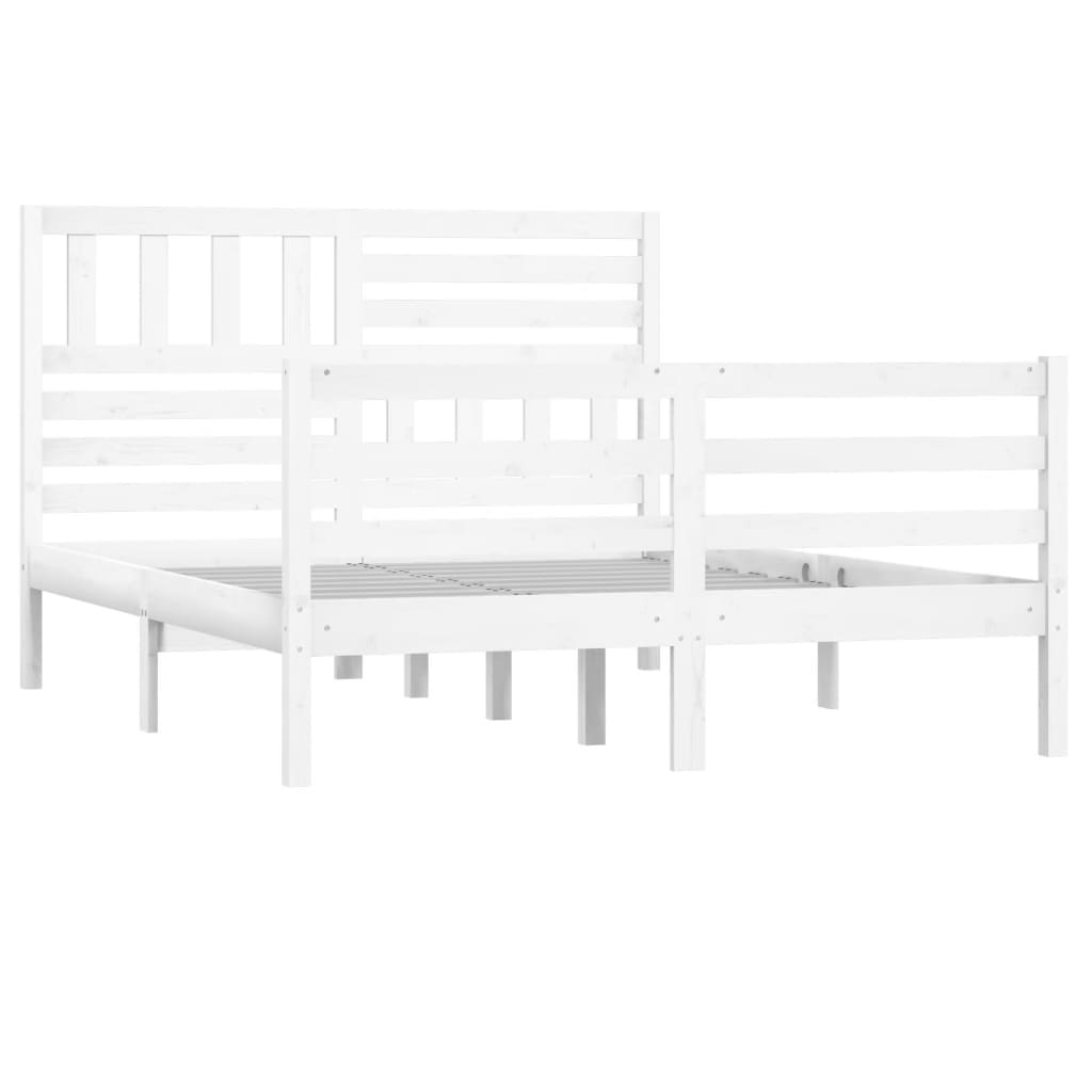 vidaXL Bedframe massief grenenhout wit 160x200 cm afbeelding