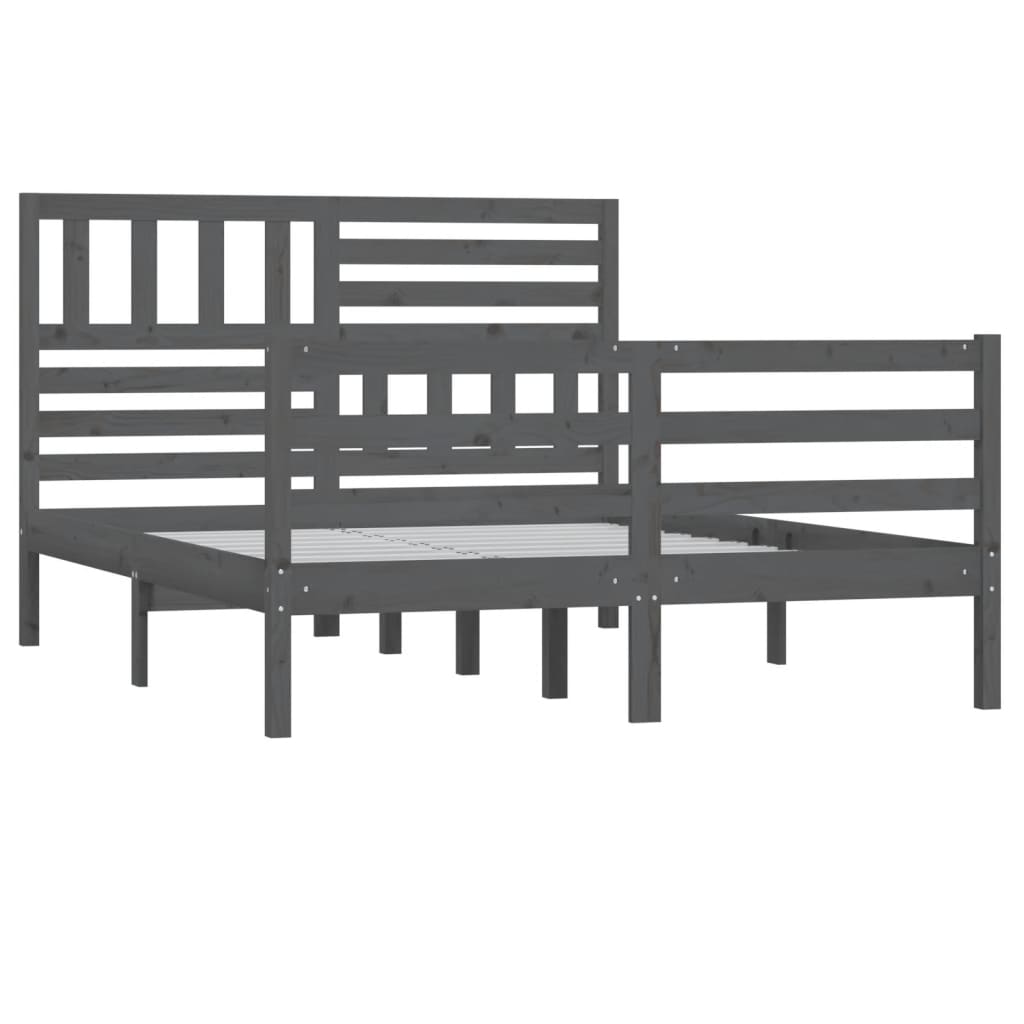 

vidaXL Bedframe massief hout grijs 160x200 cm