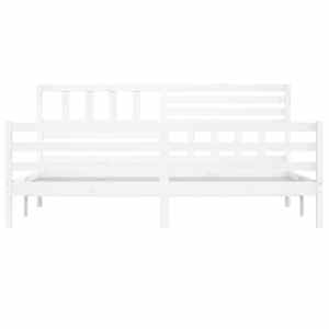 Rám postele bílý masivní dřevo 200 x 200 cm - obrázek 4
