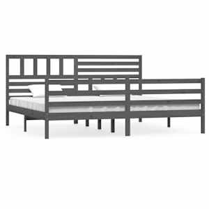 Rám postele šedý masivní dřevo 200 x 200 cm - obrázek 2
