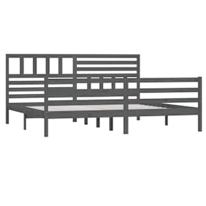 Rám postele šedý masivní dřevo 200 x 200 cm - obrázek 3