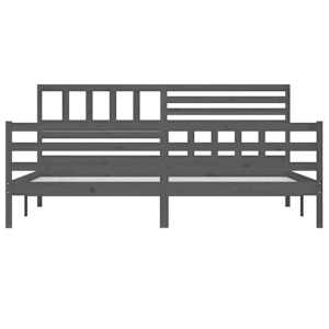Rám postele šedý masivní dřevo 200 x 200 cm - obrázek 4