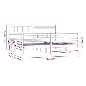 Rám postele šedý masivní dřevo 200 x 200 cm - obrázek 9