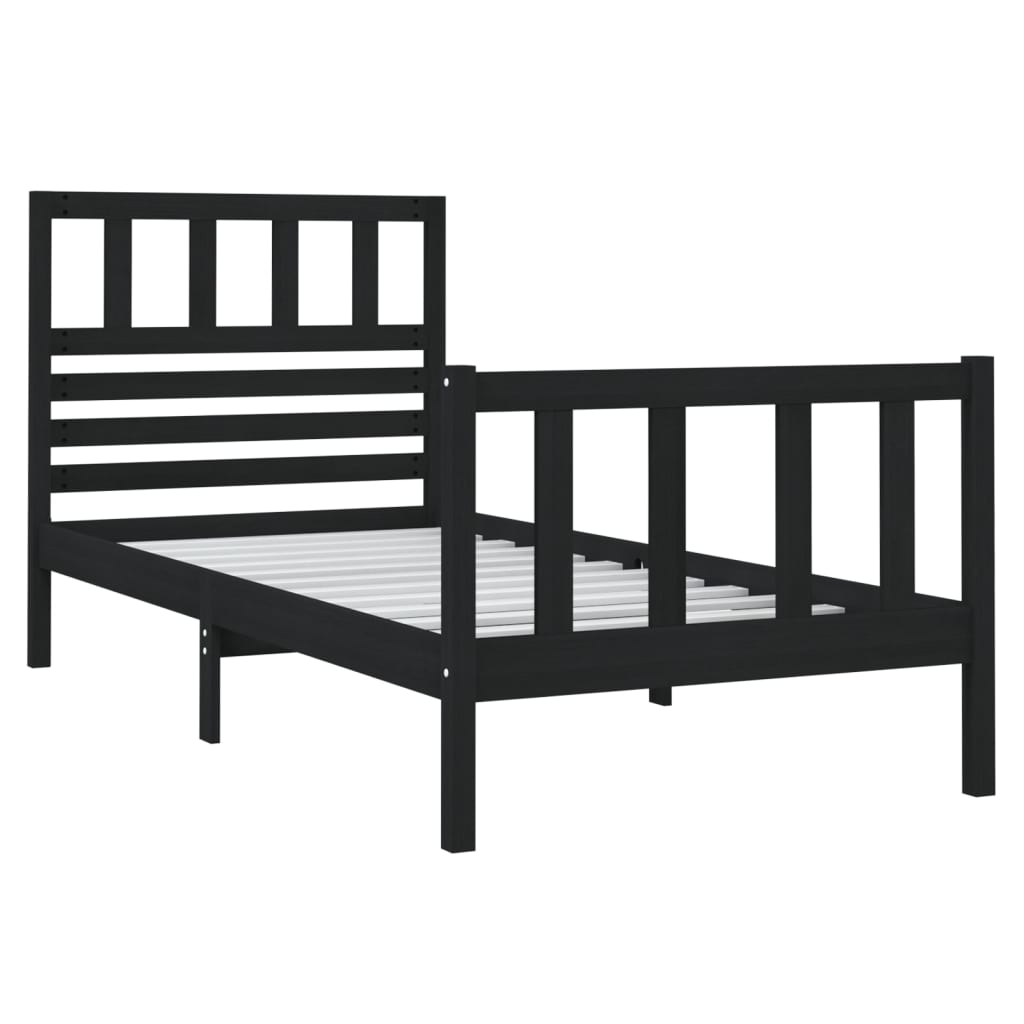 

vidaXL Bedframe massief hout zwart 75x190 cm 2FT6 small single