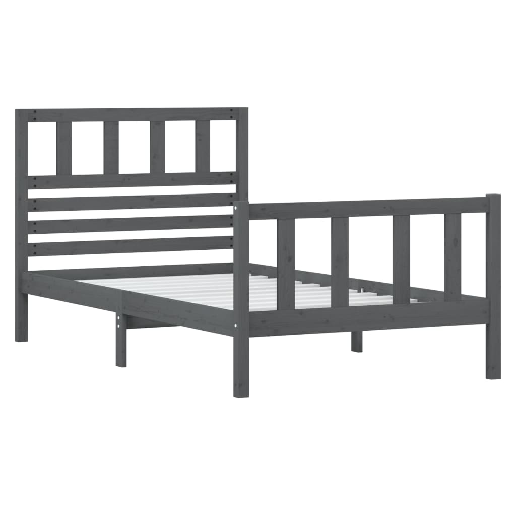 

vidaXL Bedframe massief hout grijs 90x190 cm 3FT single