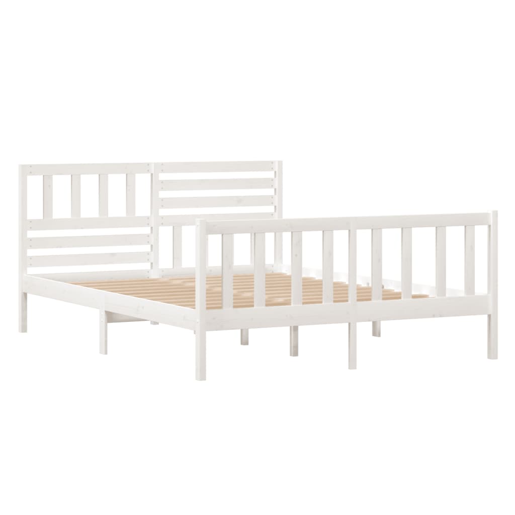 

vidaXL Bedframe massief hout wit 120x190 cm 4FT Small Double