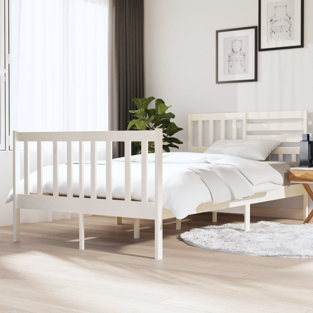 Rám postele bílý 120 x 190 cm Small Double masivní dřevo