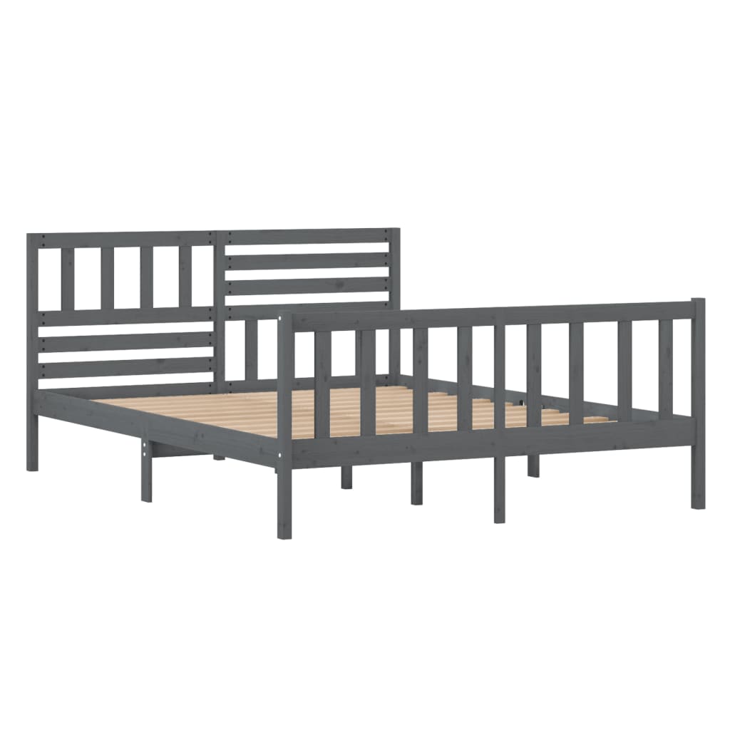 vidaXL Estructura de cama de madera maciza gris 120x190 cm