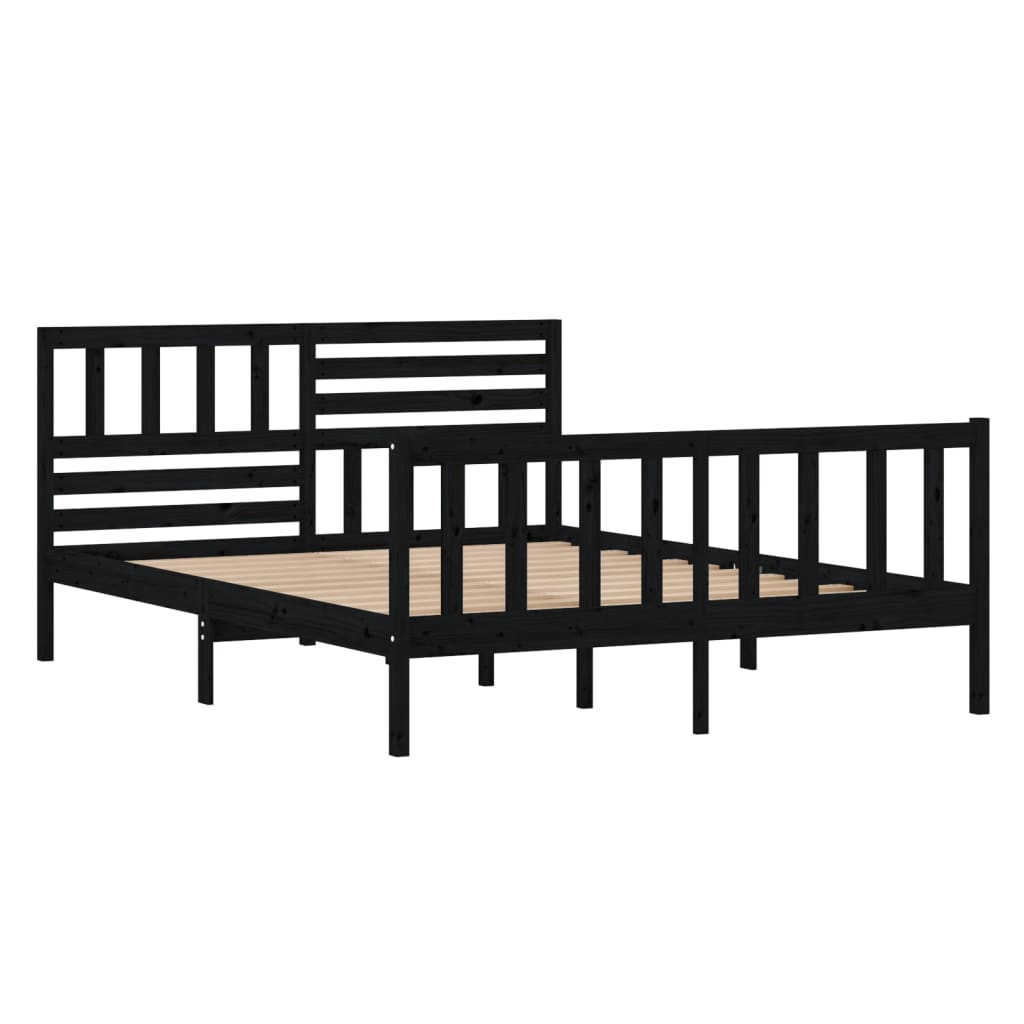 

vidaXL Bedframe massief hout zwart 120x190 cm 4FT Small Double