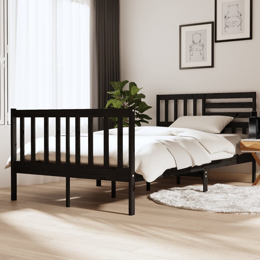 Rám postele černý 120 x 190 cm Small Double masivní dřevo