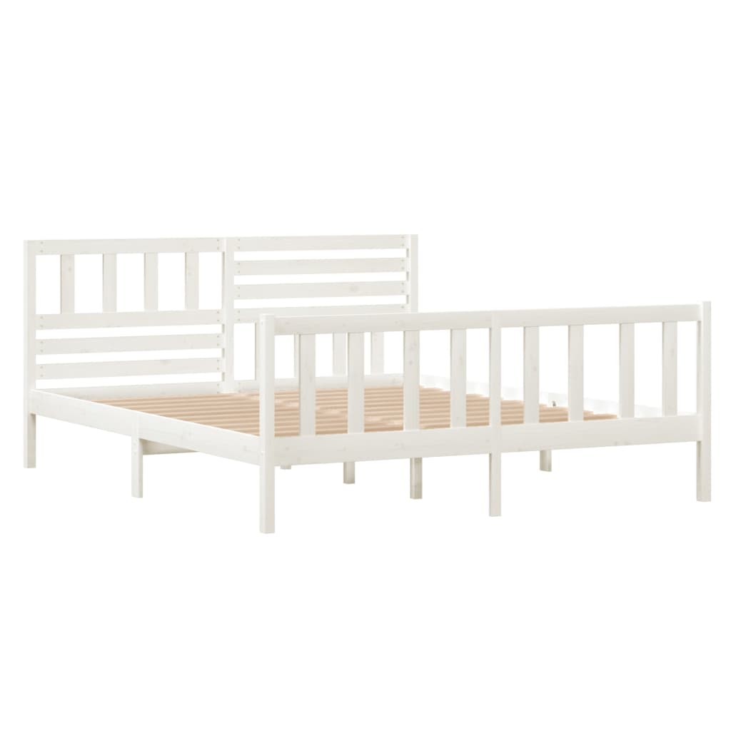 

vidaXL Bedframe massief hout wit 135x190 cm 4FT6 Double