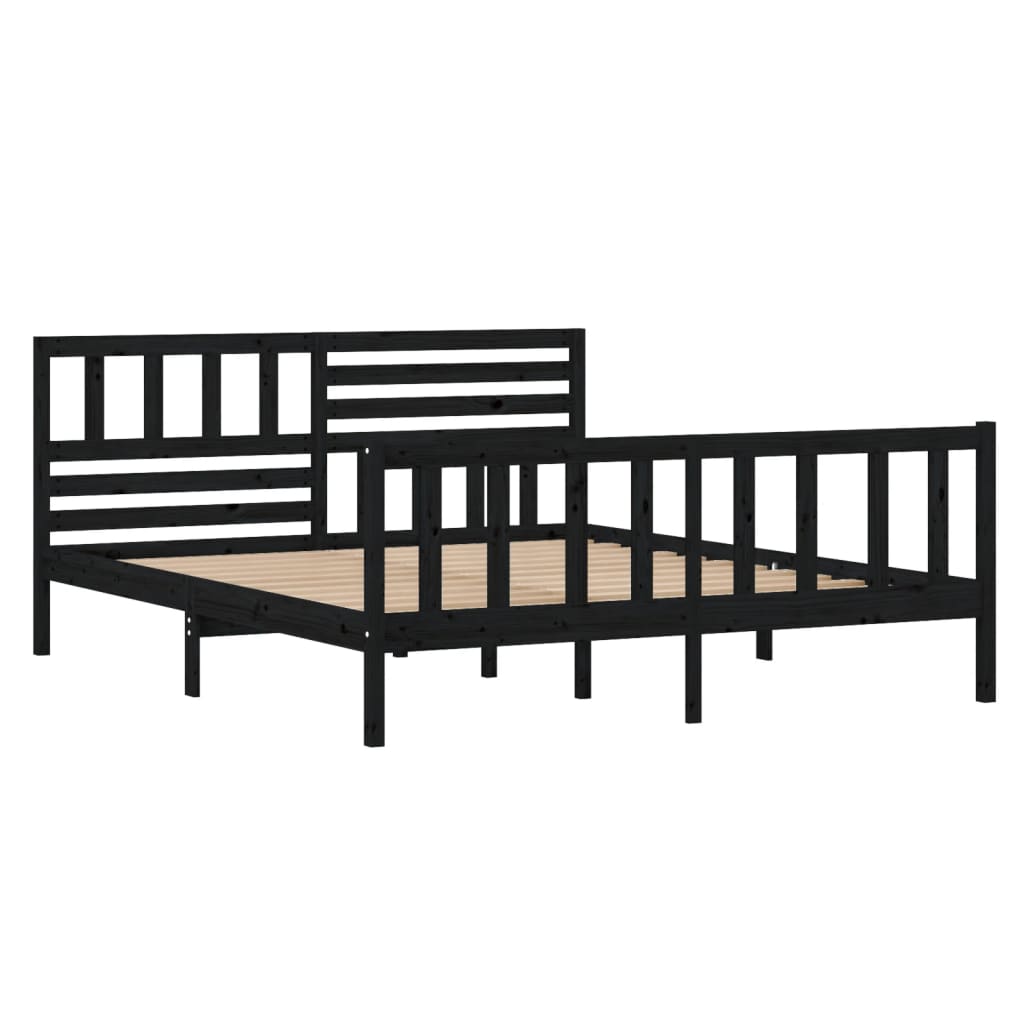 

vidaXL Bedframe massief hout zwart 135x190 cm 4FT6 Double