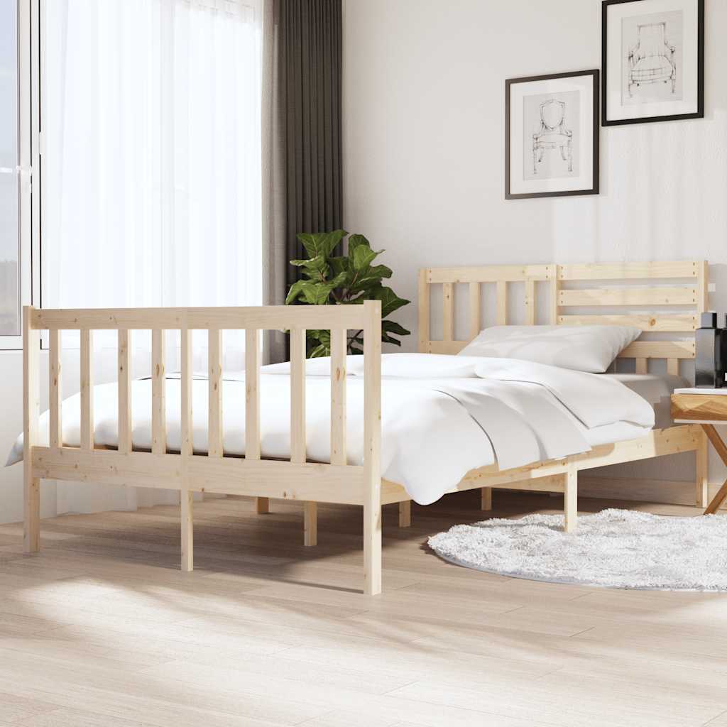 vidaXL Rama ka, lite drewno, 140x190 cm