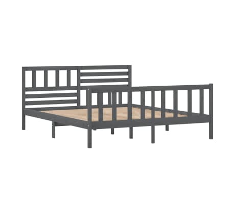 vidaXL Estructura de cama de madera maciza gris 140x190 cm