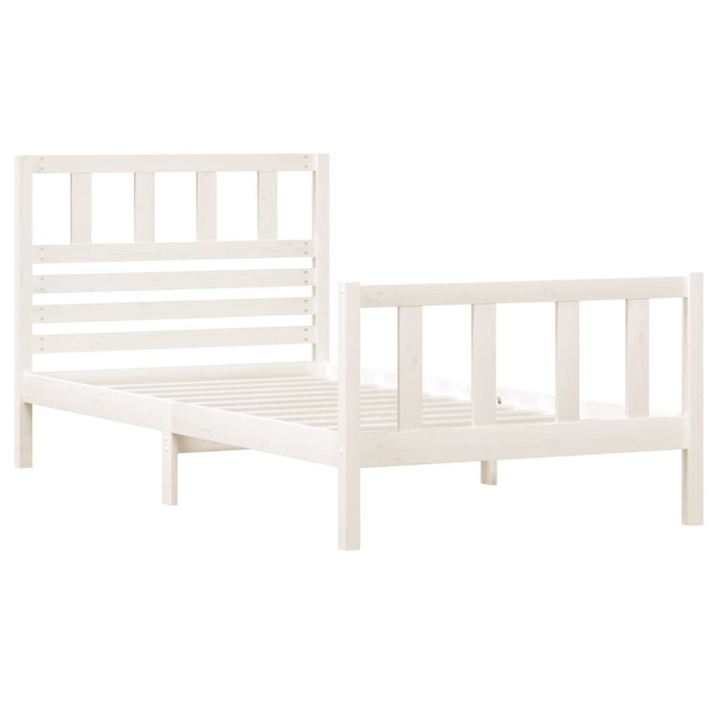 vidaXL Bed Frame without Mattress White Solid Wood 90x200 cm (810068+814125)