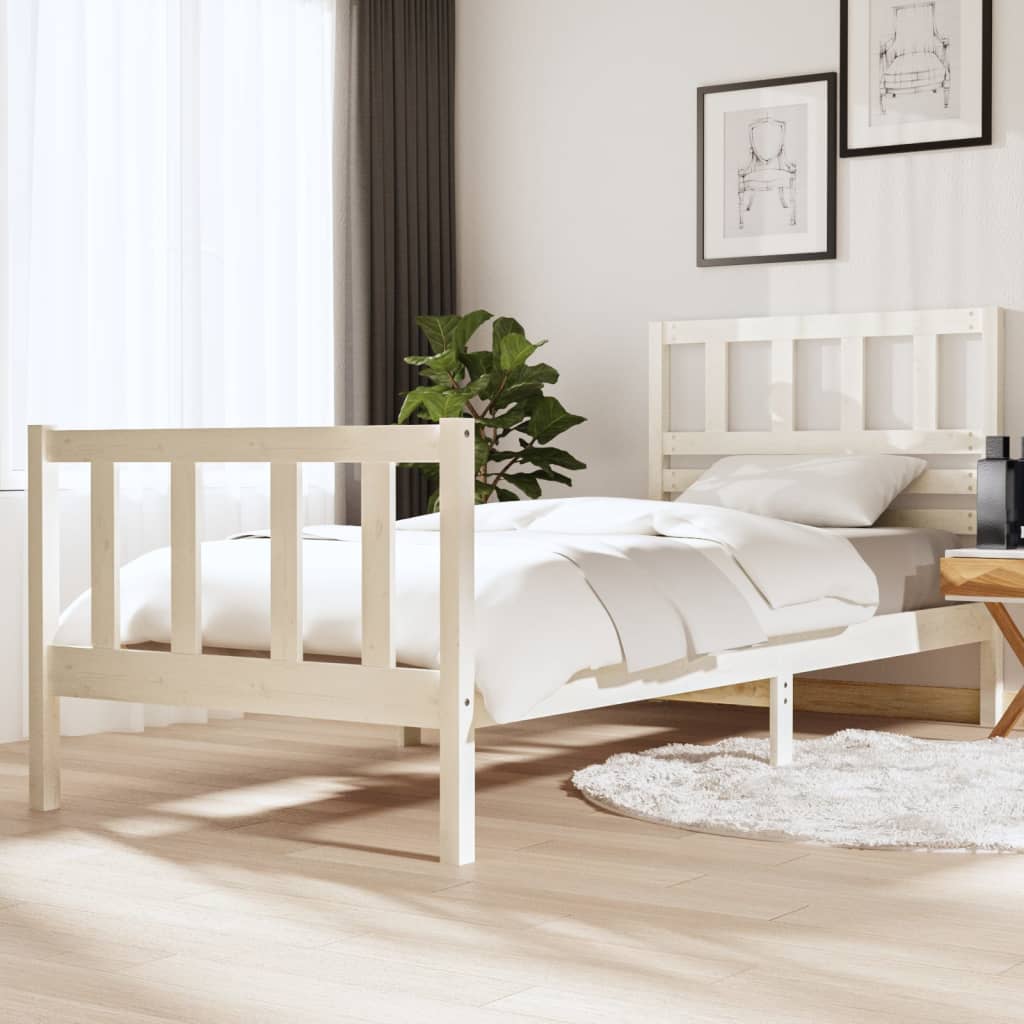 fehér tömör fa ágykeret 90 x 200 cm