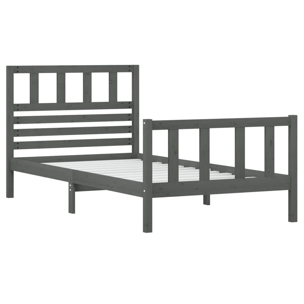 

vidaXL Bedframe massief hout grijs 90x200 cm