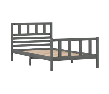 vidaXL Bed Frame Grey Solid Wood 100x200 cm