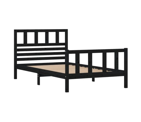 vidaXL Estrutura de cama 100x200 cm madeira maci&ccedil;a preto