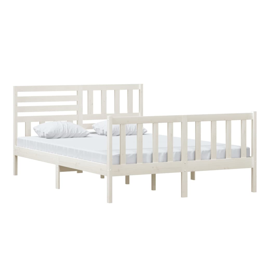 vidaXL Bedframe massief hout wit 140x200 cm