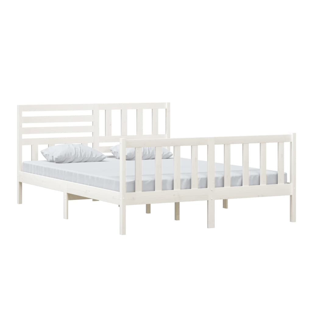 vidaXL Bedframe massief hout wit 150x200 cm 5FT King Size