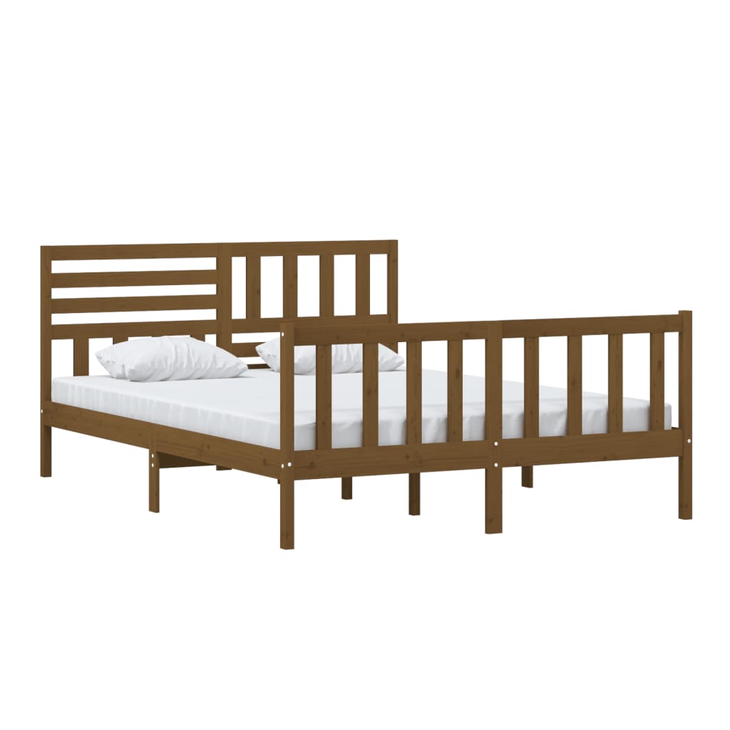 

vidaXL Bedframe massief hout honingbruin 150x200 cm 5FT King Size