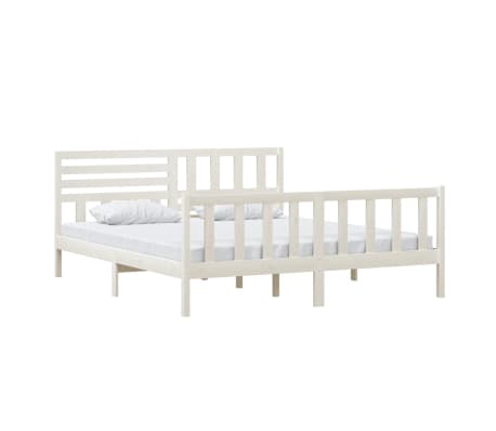 vidaXL Posteljni okvir bel 180x200 cm trden les