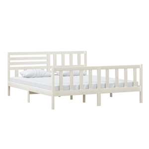 vidaXL Posteljni okvir bel 180x200 cm trden les