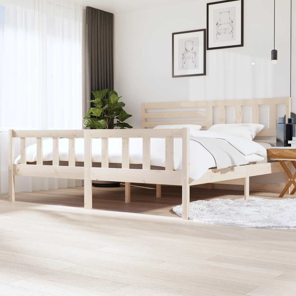 vidaXL Rama ��ka, lite drewno, 200x200 cm