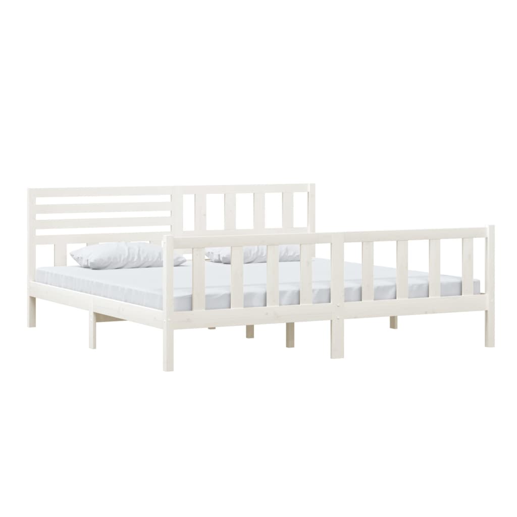 vidaXL Bedframe massief hout wit 200x200 cm afbeelding