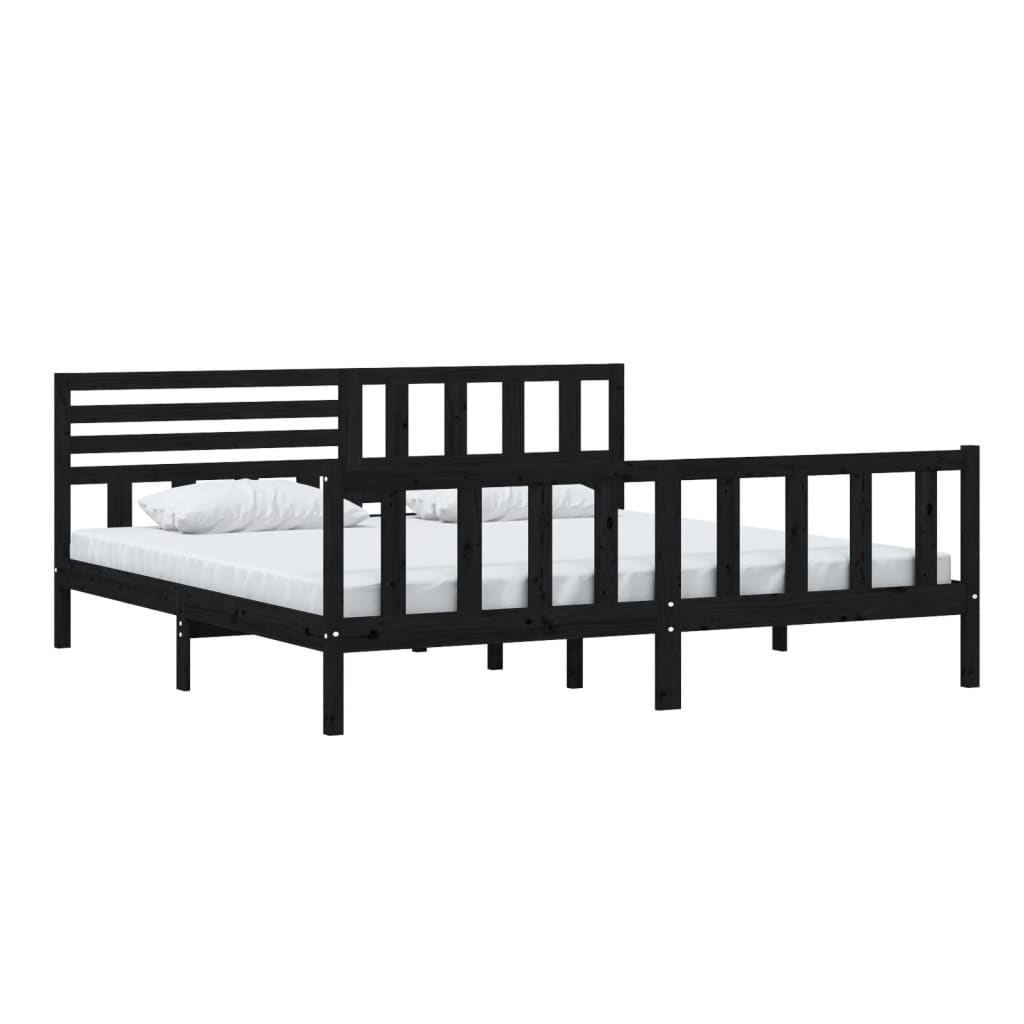 vidaXL Bedframe massief hout zwart 200x200 cm afbeelding