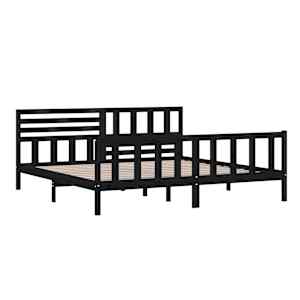 Rám postele černý masivní dřevo 200 x 200 cm - obrázek 4