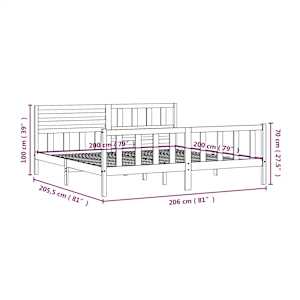 Rám postele černý masivní dřevo 200 x 200 cm - obrázek 10