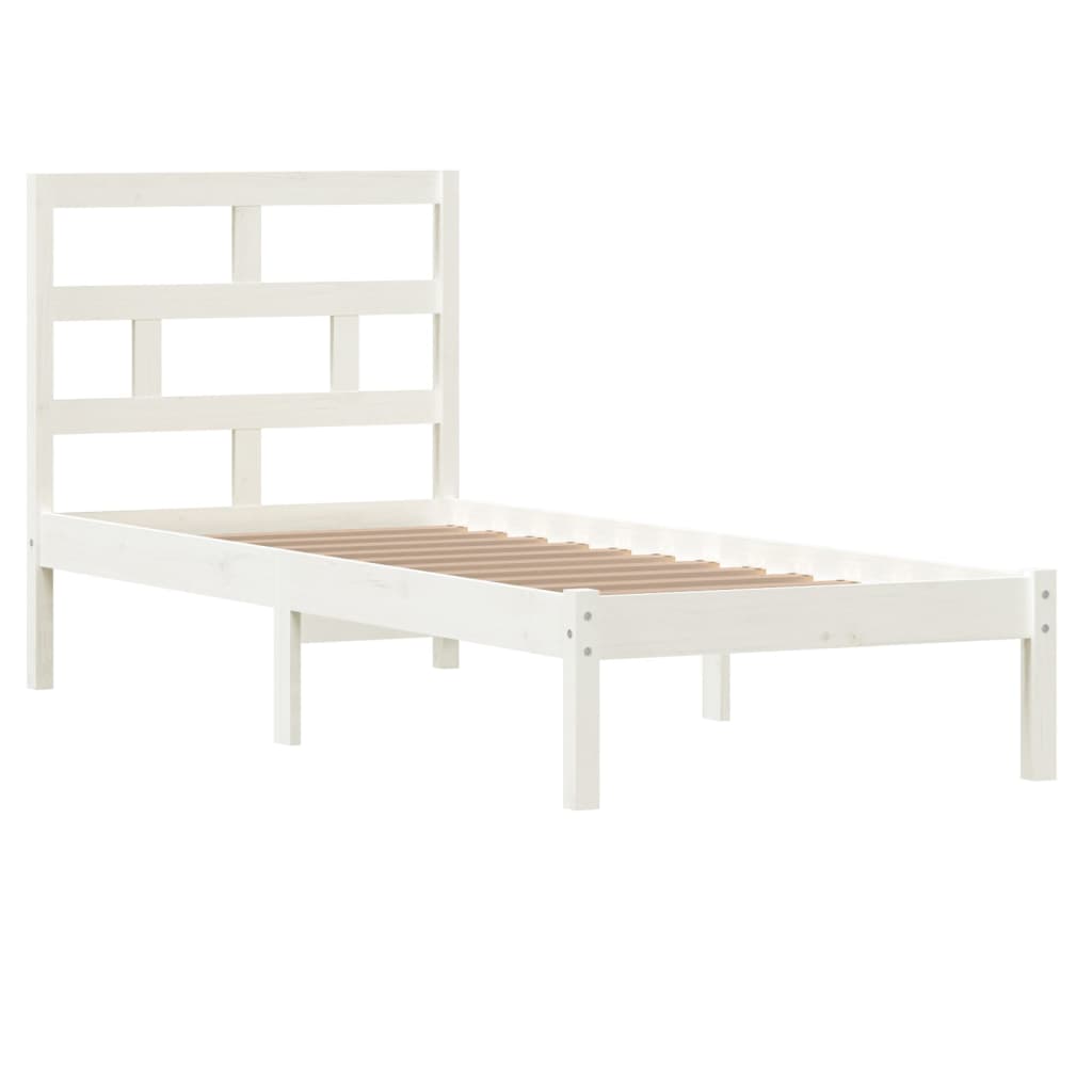 

vidaXL Bedframe massief hout wit 75x190 cm 2FT6 Small Single