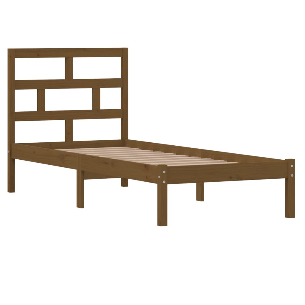 vidaXL Bedframe massief hout honingbruin 75x190 cm 2FT6 Small Single