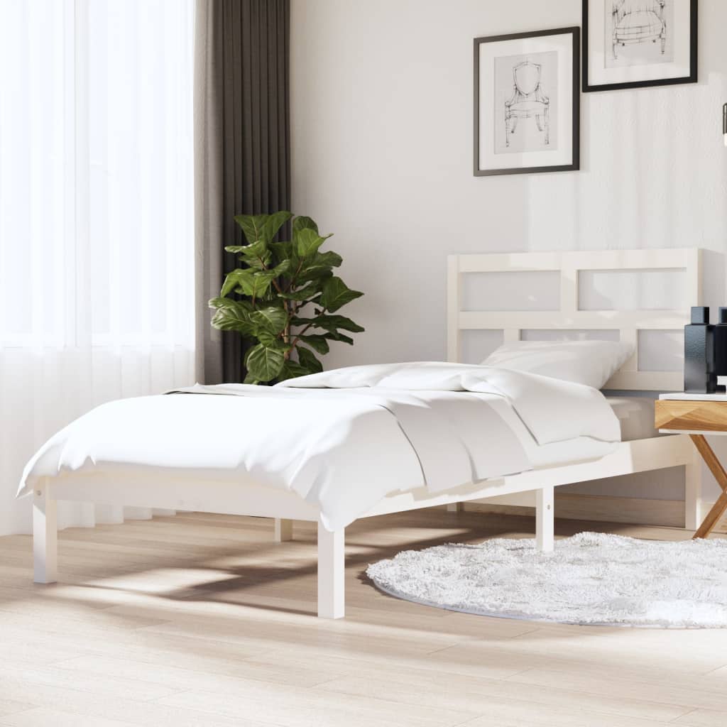 Sengeramme 90×190 cm - single i massivt fyrretræ, hvid