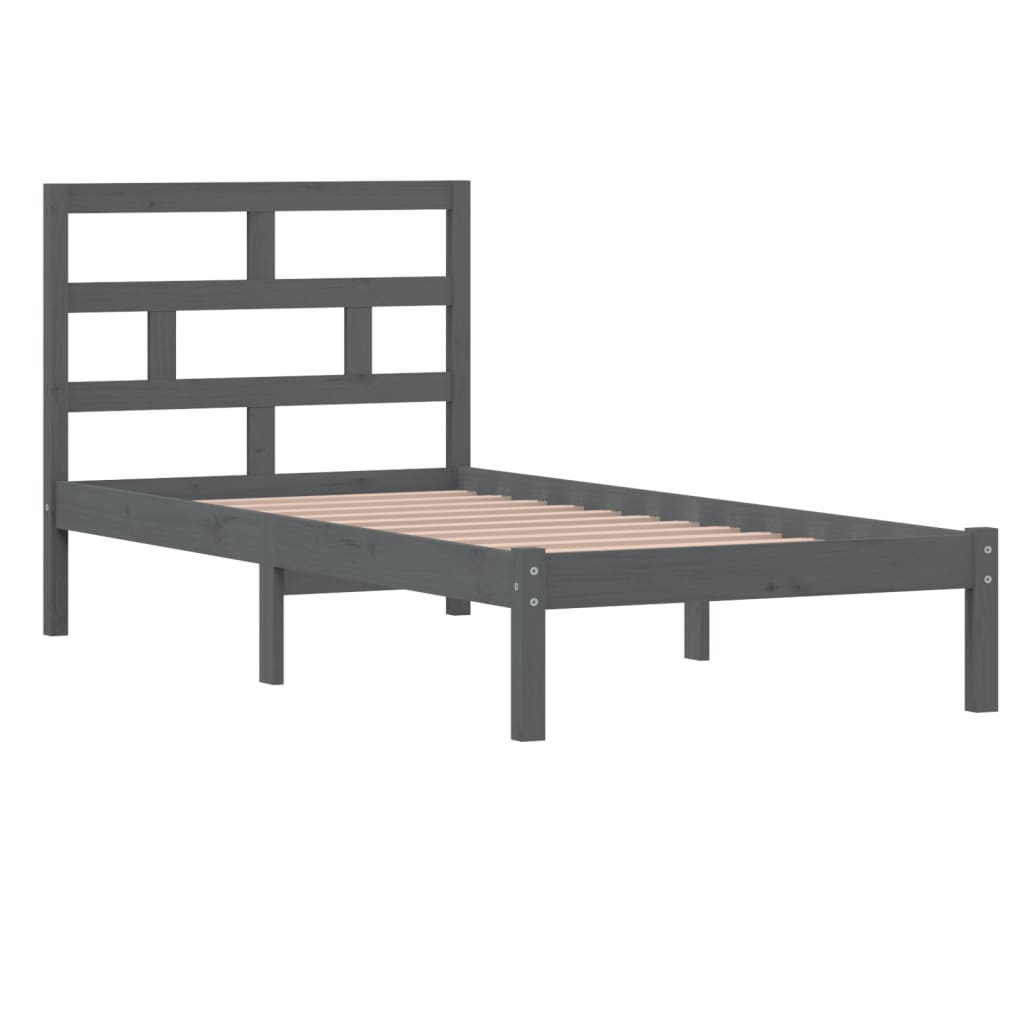 

vidaXL Bedframe massief hout grijs 90x190 cm 3FT single