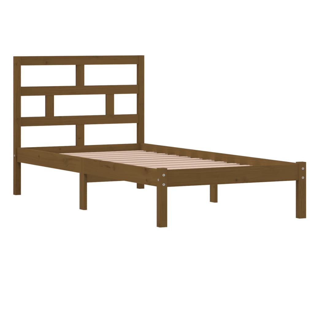 vidaXL Bedframe massief hout honingbruin 90x190 cm 3FT Single