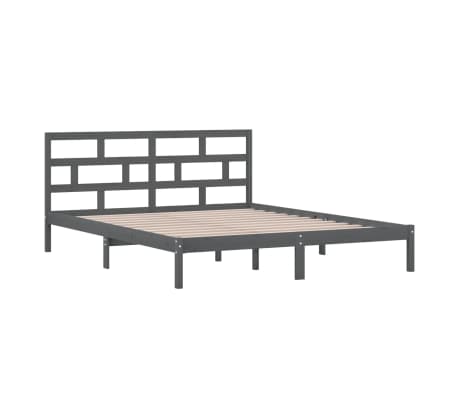 vidaXL Πλαίσιο Κρεβατιού Γκρι 120x190 εκ. Μασίφ Ξύλο Small Double