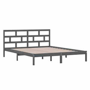 vidaXL Πλαίσιο Κρεβατιού Γκρι 120x190 εκ. Μασίφ Ξύλο Small Double