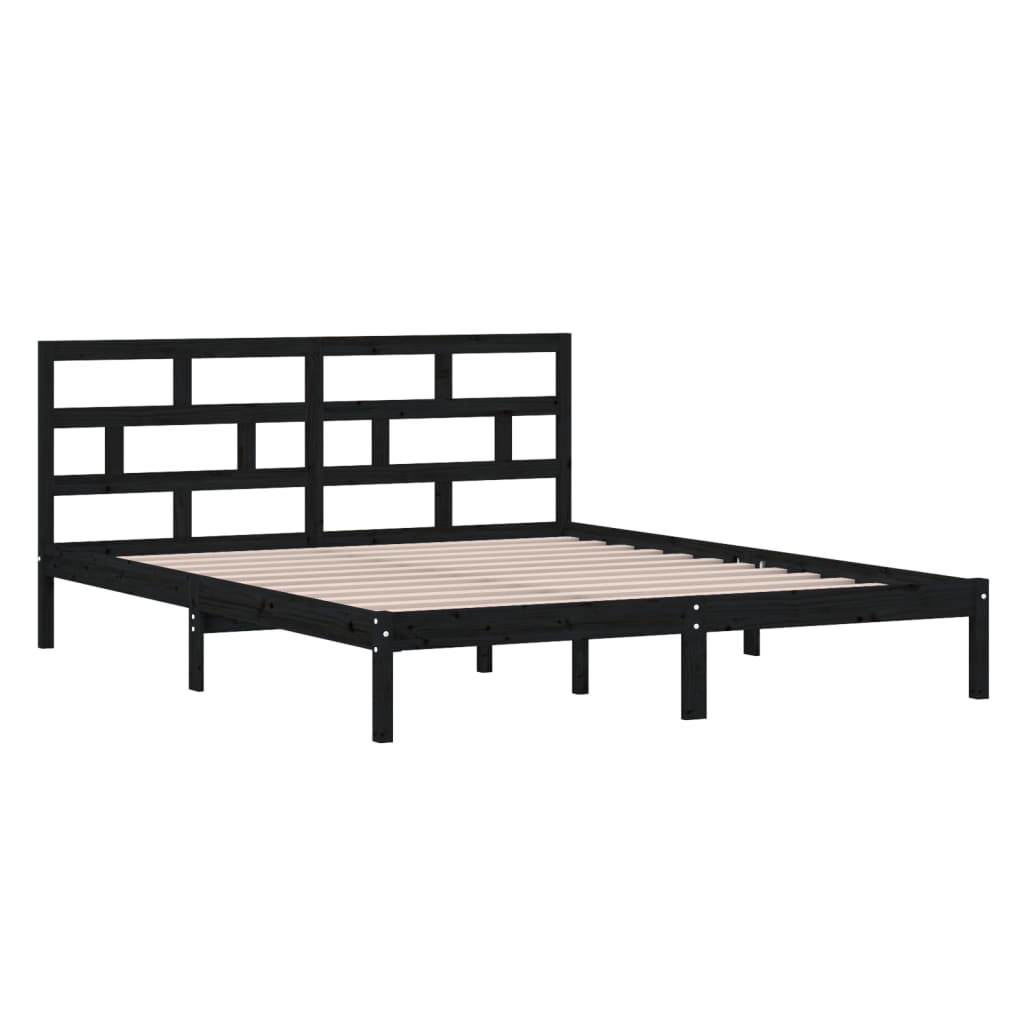 vidaXL Bedframe massief hout zwart 120x190 cm 4FT Small Double