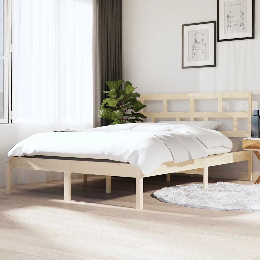 vidaXL Sängynrunko 135x190 cm Double täysi puu