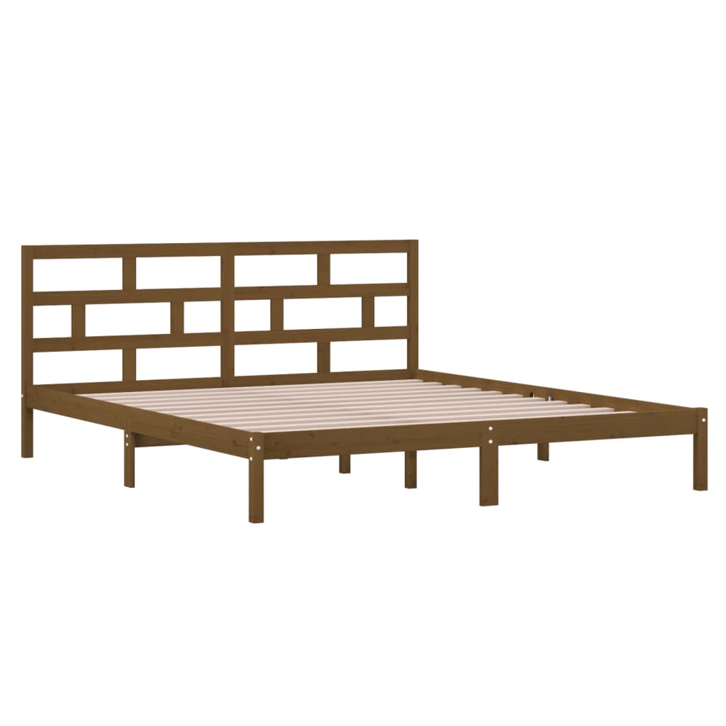 vidaXL Bedframe massief hout honingbruin 135x190 cm 4FT6 Double